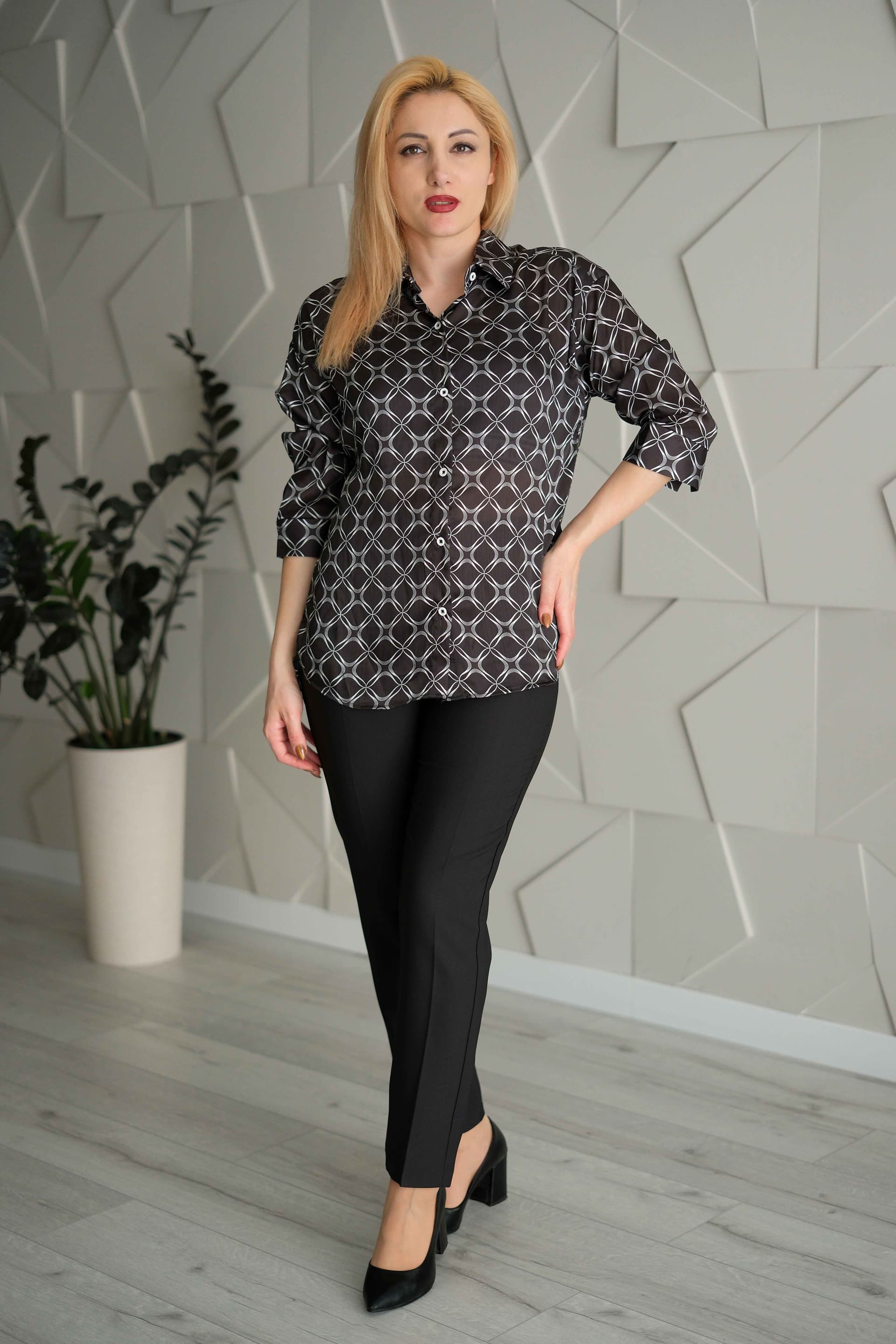 Camasa combinatie - Negru