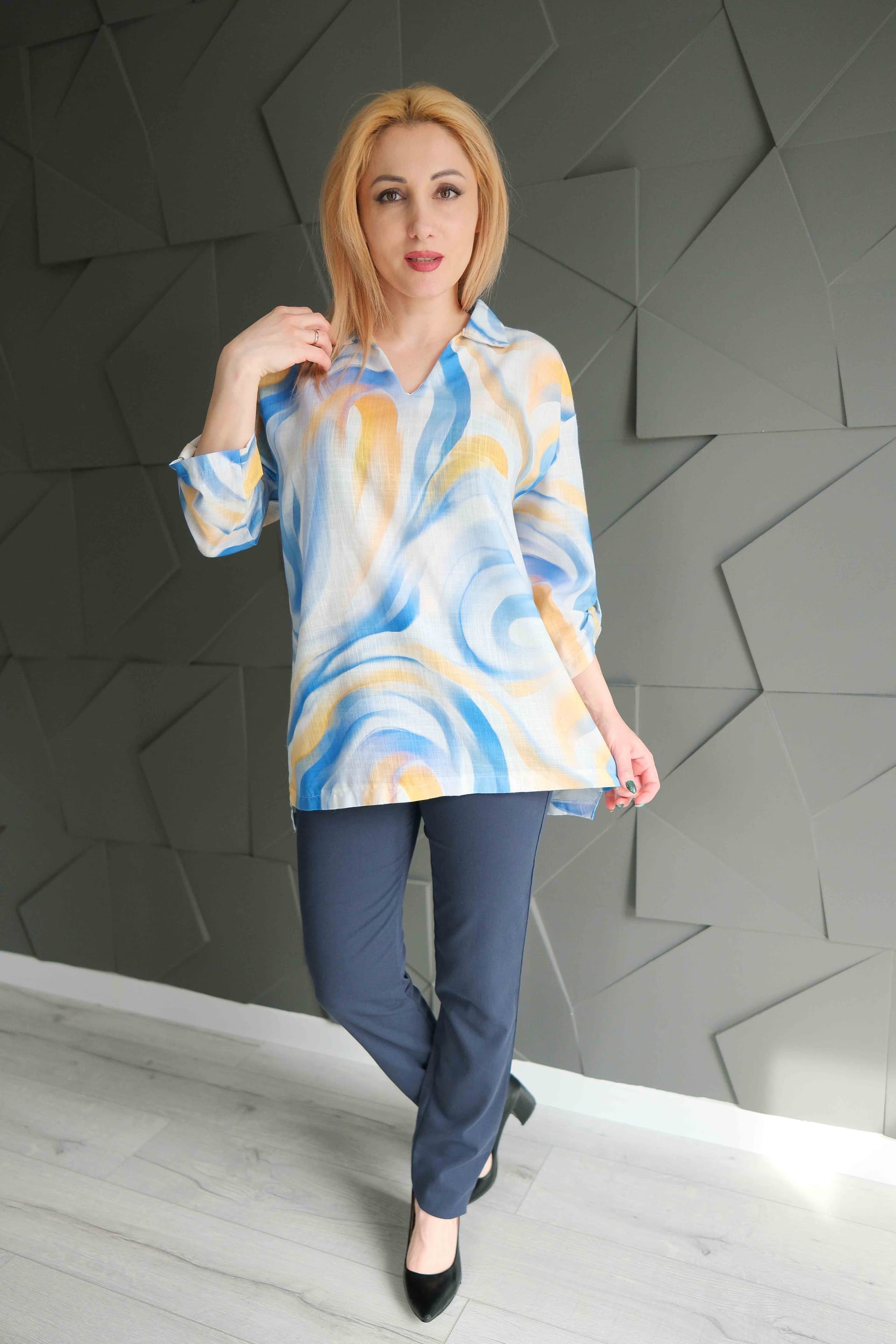 Bluza in - Albastru Galben