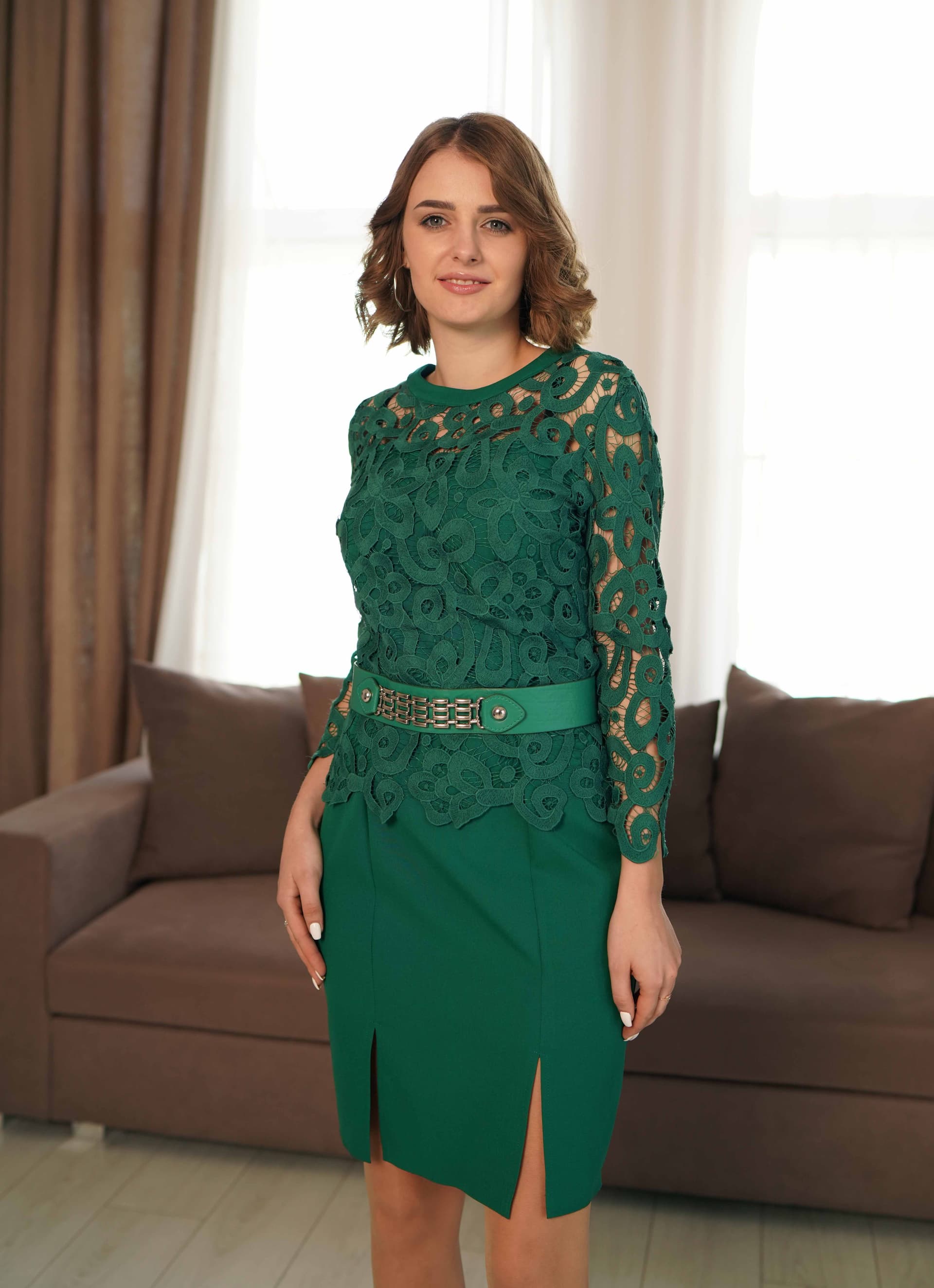 Rochie Brodereie - Verde